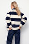 Women's White-Blue Zippered Plush Jacket Alc-X15956 - 5