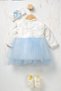 Baby Girl Floral Detailed Tulle Dress with Inner Bodysuit, Shoes and Bandana as a Gift - 6