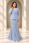 Women's Lace Jacket Skirt Set Three-Piece Set– Shoulder Embroidered Blazer Jacket, Lined Long Skirt, Blouse 3-Piece Set