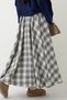 Plaid Pattern Flared Khaki-White Skirt - 3