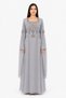 Women's Long Caftan with Shiny Stones and Extended Sleeves Above Wrist Model 04