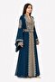 Women's Long Caftan with Shiny Stones and Pearl Work, Model 13 - 3