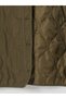 Özmarka New Season Khaki Crew Neck Quilted Women's Coat - 6