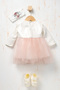 Baby Girl Floral Detailed Tulle Dress with Inner Bodysuit, Shoes and Bandana as a Gift - 6