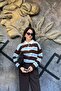Striped Buttoned Polo Collar Knitwear Sweater Sun542