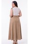 Plus Size Suede Long Mink Skirt with Elastic Waist at the Back, Zipper and Belted Pockets - 3