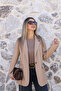 Camel Button Detail Leather Blazer - 2
