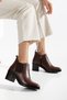 Genuine Leather Women's Daily Classic Pointed Short Boots Dc2438 - 2