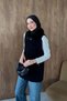 Soft Fur Collar Vest Navy Blue - 3