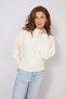 Zipped Detail Bat Sleeve Tricot Sweater Ecru - 3
