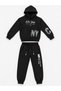 Boy's Letter Printed Hooded Tracksuit Set - 5