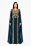 Women's Long Caftan with Hand Embellishments and Extended Sleeves Above the Wrist Model 08