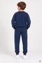 Navy Blue Boys' Stripe Detailed Elastic Cuff Crew Neck Sweatpants Set 24894 - 5