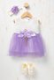 Baby Girl Floral Detailed Tulle Dress with Inner Bodysuit, Shoes and Bandana as a Gift - 5