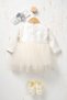 Baby Girl Floral Detailed Tulle Dress with Inner Bodysuit, Shoes and Bandana as a Gift - 6