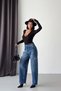 Women's Ripped Wide Leg Baggy Blue Jeans - 6