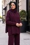 Knitted Sweater Set with Scarf Mürdüm Hm2960 - 2