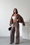 Women's Ripped Wide Leg Baggy Brown Jeans - 3