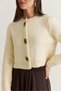 Women's Cream Gold Button Detailed Crew Neck Soft Textured Knitwear Cardigan Th261074 60286583 - 7