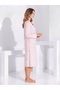 Angelique Cotton Fabric Long Sleeve Buttoned Collar Lace Detailed Nightgown 40003-40004 - 2