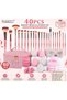 40-PCS Makeup Brush & Sponge Set with Cosmetic Storage Bag, Beauty Blenders, Powder Puffs, Mini Sponges & Spa Headband – Professional Makeup Kit Pink - 2
