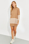 Women's Camel Striped Knitwear Tunic Yvz202 - 2