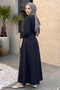Dark Blue Denim Dress with Buttoned Pockets - 4