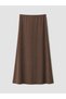 Brown Plus Size Satin Skirt with Elastic Waist - 5