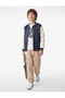 Long Sleeve Crew Neck Zippered Faux Leather College Jacket