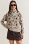 Women's Beige-Brown Authentic Patterned Shawl Accessory Relaxed Knitwear Sweater Tk261020 60286628 - 5