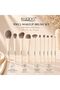 10 Pcs Makeup Brush Set, Professional Minimalist Cream White Synthetic Bristles Cosmetic Brushes Kit, Cruelty-Free Vegan Face Powder Blush Foundation Eyeshadow Crease Blending Brush Set - 3