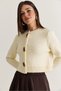 Women's Cream Gold Button Detailed Crew Neck Soft Textured Knitwear Cardigan Th261074 60286583 - 3