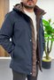 Men's Hooded Lined Premium Coat Navy Blue Edw515 - 4
