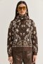 Women's Coffee-Ecru Authentic Patterned Shawl Accessory Relaxed Knitwear Sweater Tk261020 60286628 - 2