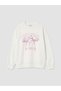 Two Mt Shop Quality Lcw Kids Ecru New York Printed Girls' Thick Sweatshirt