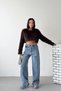 Women's Waist Detail Wide Leg Blue Jeans - 6