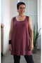 Dark Fuchsia Bordom Thick Strap Combed Viscose T-Shirt - 6