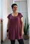 Dark Fuchsia Bodysuit with Low Sleeves in Combed Viscose Fabric.