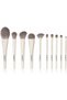 10 Pcs Makeup Brush Set, Professional Minimalist Cream White Synthetic Bristles Cosmetic Brushes Kit, Cruelty-Free Vegan Face Powder Blush Foundation Eyeshadow Crease Blending Brush Set - 4
