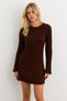 Women's Brown Spanish Sleeve Knitwear Mini Dress Yvz273 - 2