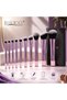 10 Pcs Makeup Brush Set with Premium PU Leather Travel Case, Professional Synthetic Soft Bristles Cosmetic Brushes Kit for Foundation, Powder, Blending, Eyeshadow & Face Makeup (Purple) - 4