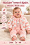 Baby Girl 3 Piece Set Hooded Plush Jacket Teddy Bear Embroidered Top and Pants Ak2482 - 2