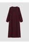 Burgundy Crew Neck Floral Dress - 2