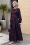 Purple Denim Dress with Buttons and Pockets - 3
