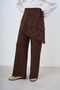 Women's Lace Detail Waist Tie Pants Brown - 3