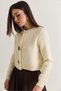 Women's Cream Gold Button Detailed Crew Neck Soft Textured Knitwear Cardigan Th261074 60286583 - 5