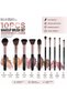 10 Pcs Makeup Brush Set with Zippered Travel Case, Professional Matte Black & Rose Gold Synthetic Bristles Cosmetic Brushes Kit, Soft Face Foundation Powder Blush Eyeshadow Blending Brush Set - 4