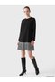 Black Crew Neck Plaid Mini Dress - 2