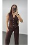 Modal Gold Buttoned Vest Piece Suit and Trousers Set - 2