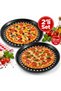 2 Pieces Fireproof Non-Stick 32 cm Perforated Pizza Tray Set of 2 – Crispy Pizza Baking Tray - 2